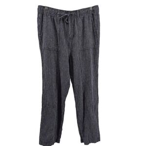 Time and Tru Women's Striped Linen Blend‎ Drawstring Waist Pants Medium M
